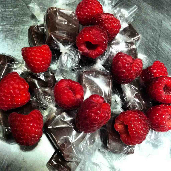 Dark Chocolate Raspberry Caramels